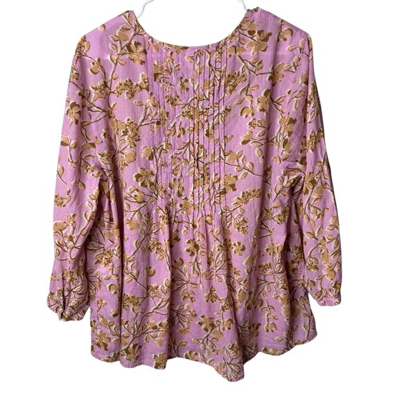 J.Jill Printed A-line pintucked Top Blouse Boho Cottagecore Shabby Chic Trendy - Picture 7 of 14